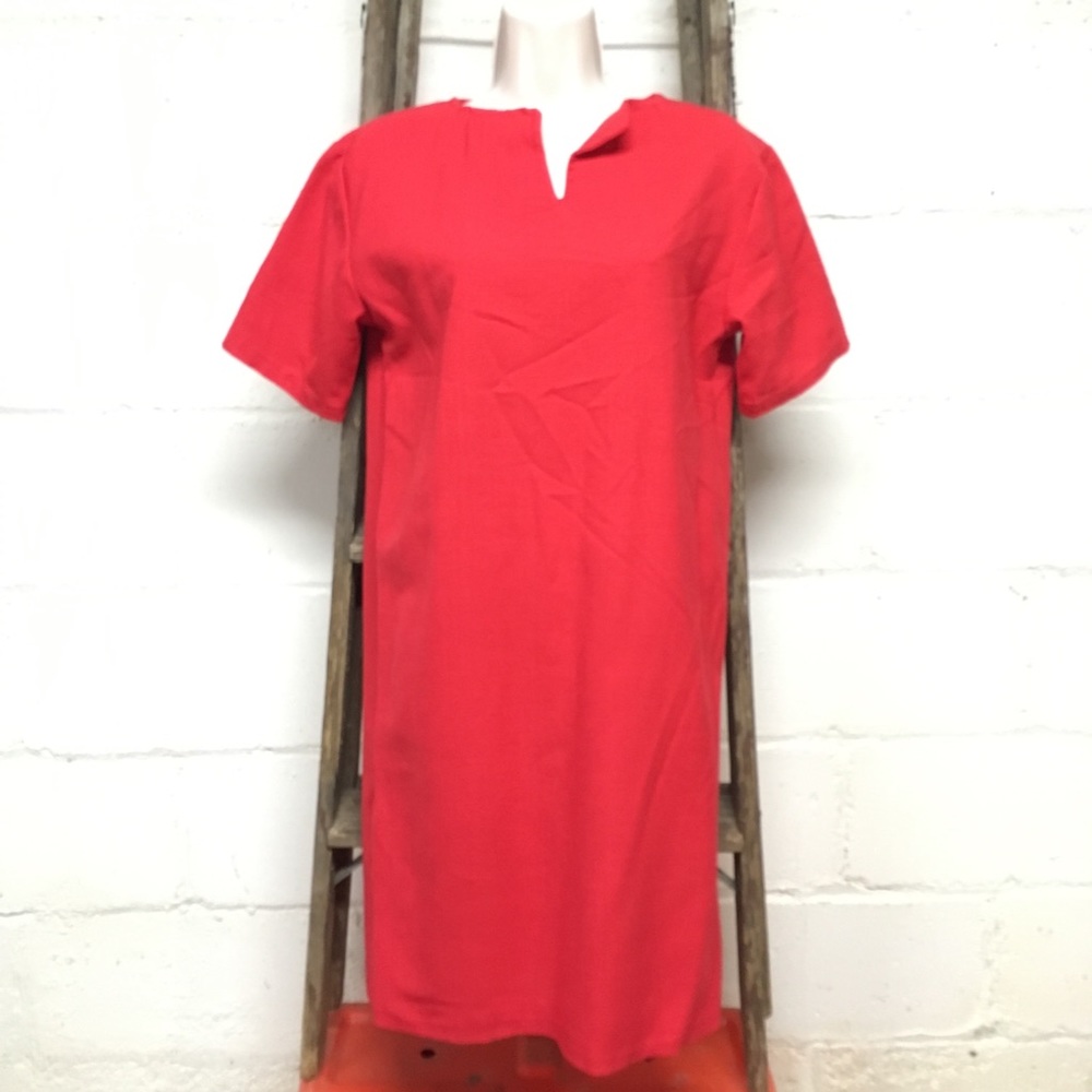 Candy apple red muslin shift dress